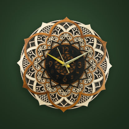 Luxury Wooden Mandala Wall Art Clock