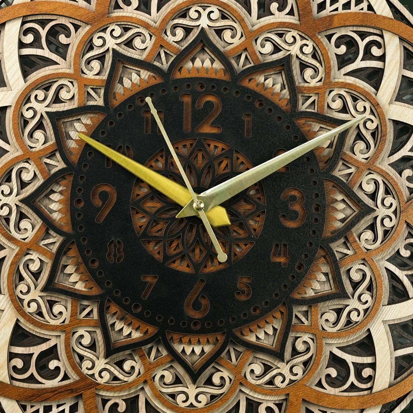 luxury wooden mandala wall art clock