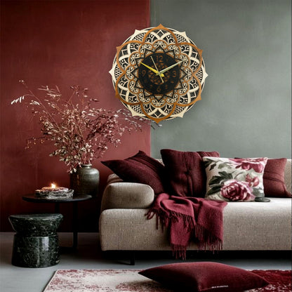 Luxury Wooden Mandala Wall Art Clock
