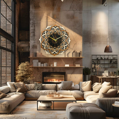 Luxury Wooden Mandala Wall Art Clock