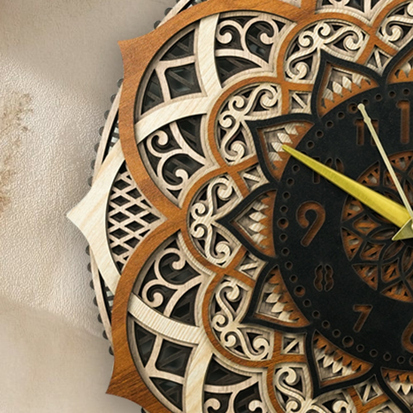luxury wooden mandala wall art clock
