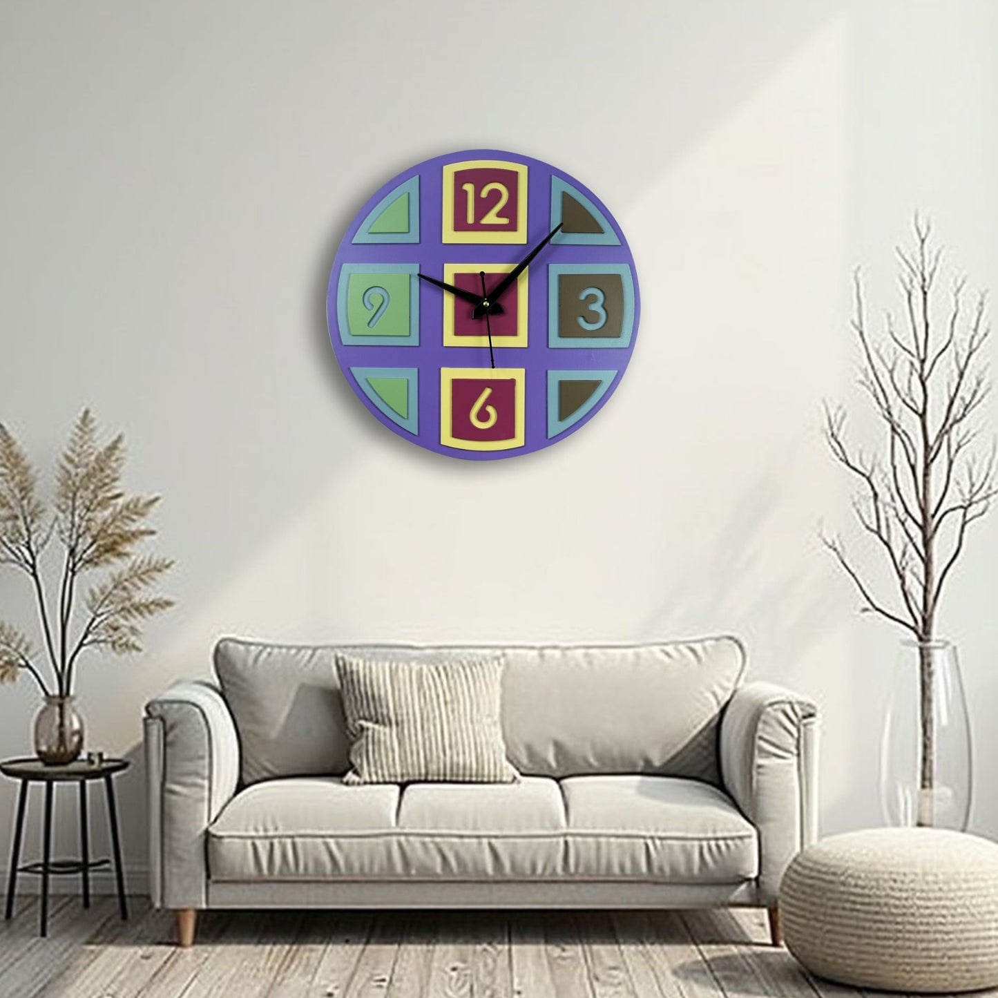 modern geometric wooden wall clock