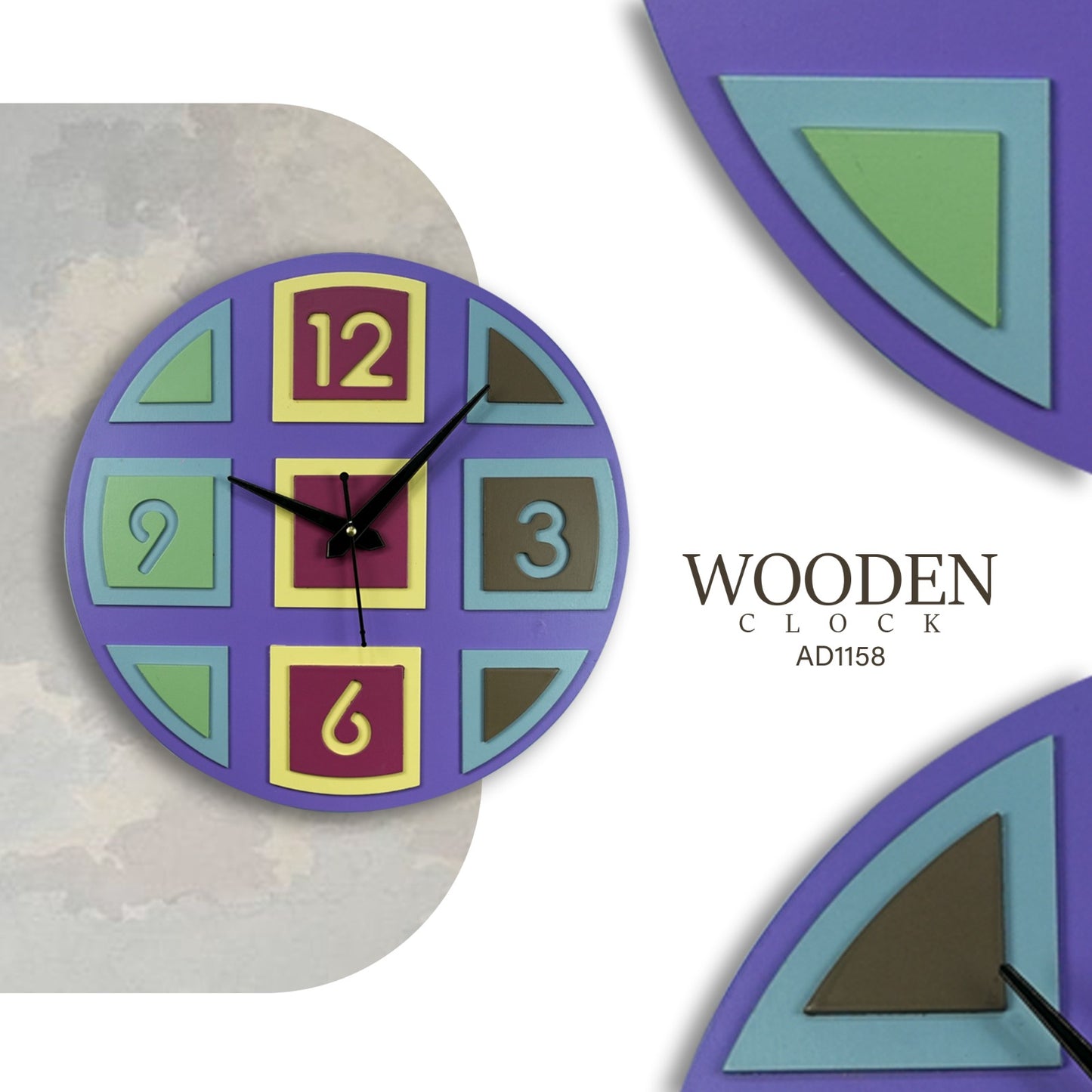 modern geometric wooden wall clock