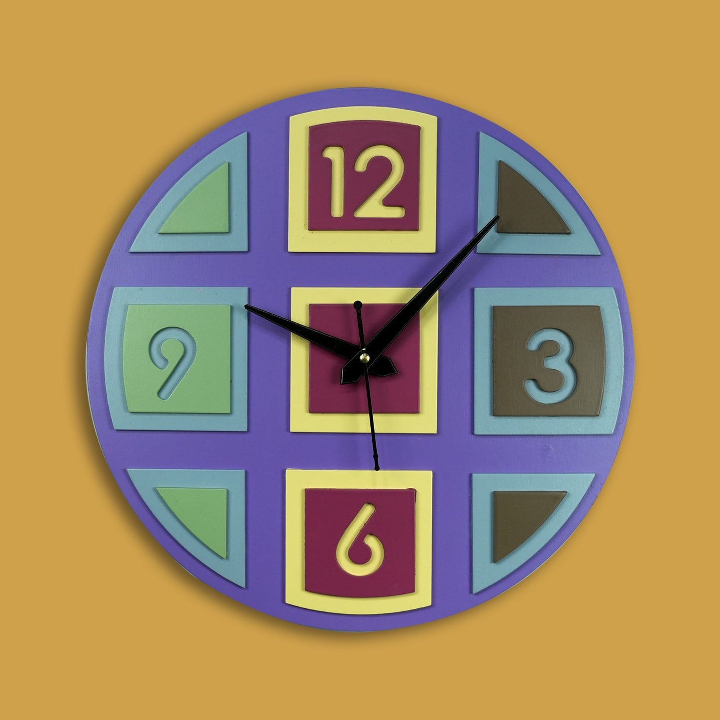 modern geometric wooden wall clock