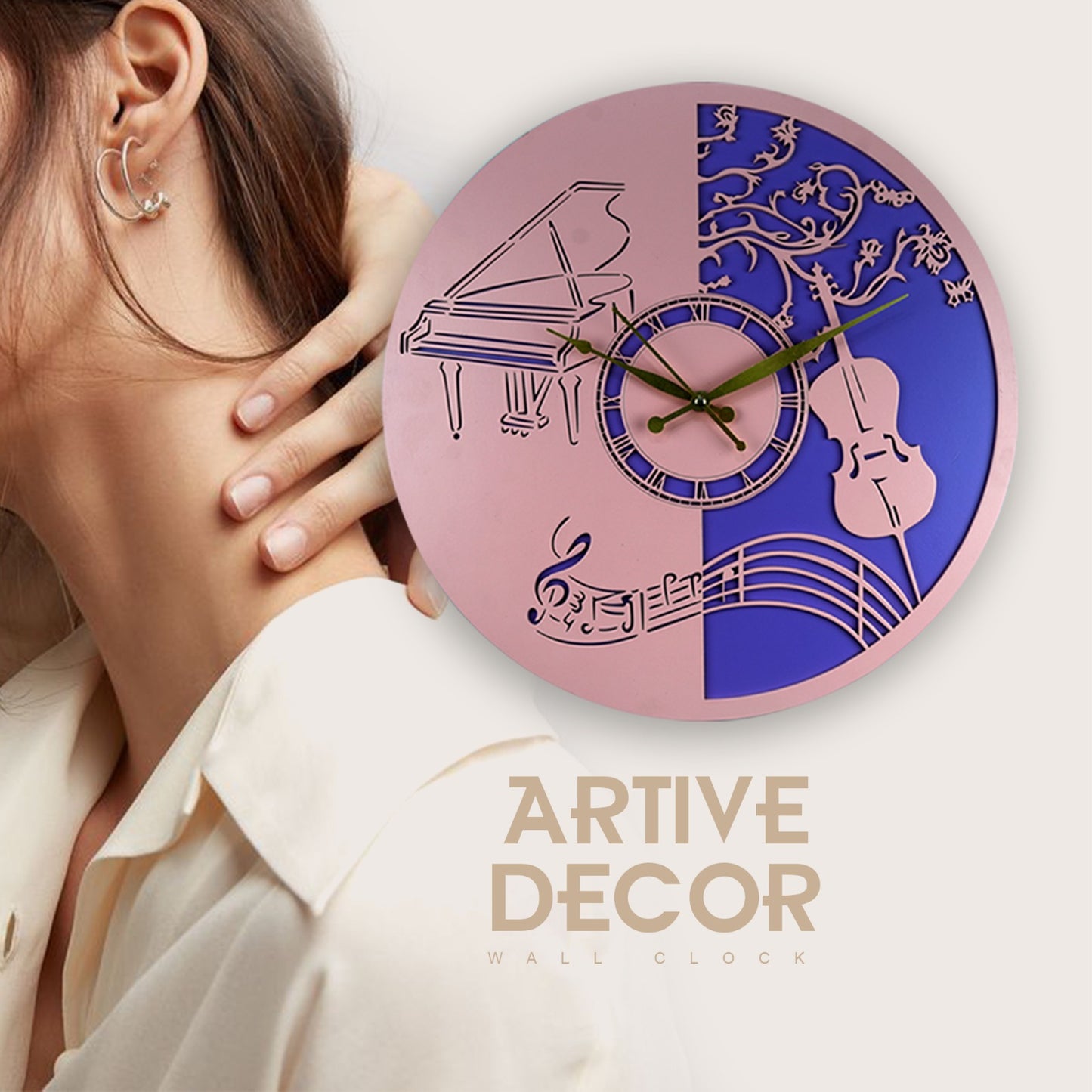 elegant musical wall clock – piano & violin design