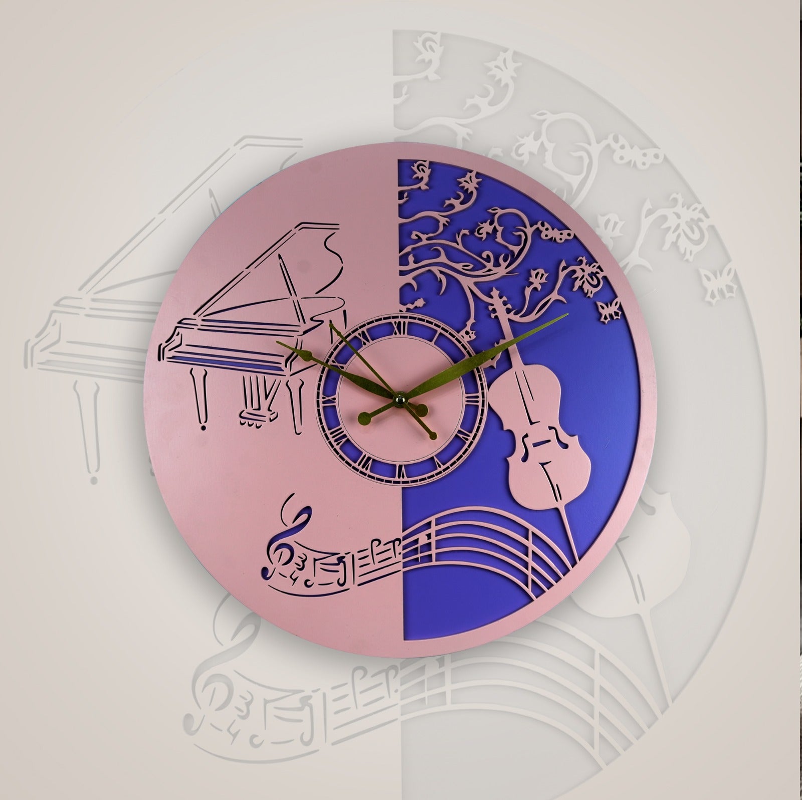 Elegant Musical Wall Clock – Piano & Violin Design