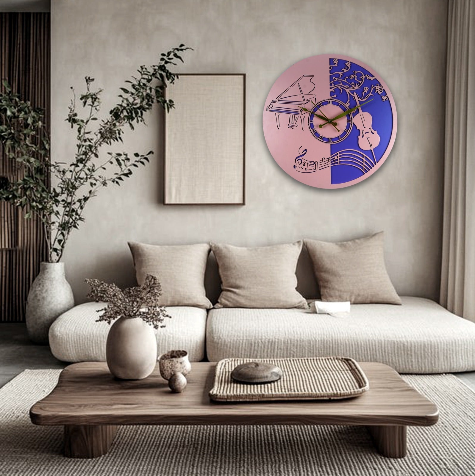 Elegant Musical Wall Clock – Piano & Violin Design