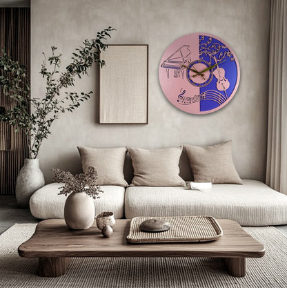 Elegant Musical Wall Clock – Piano & Violin Design