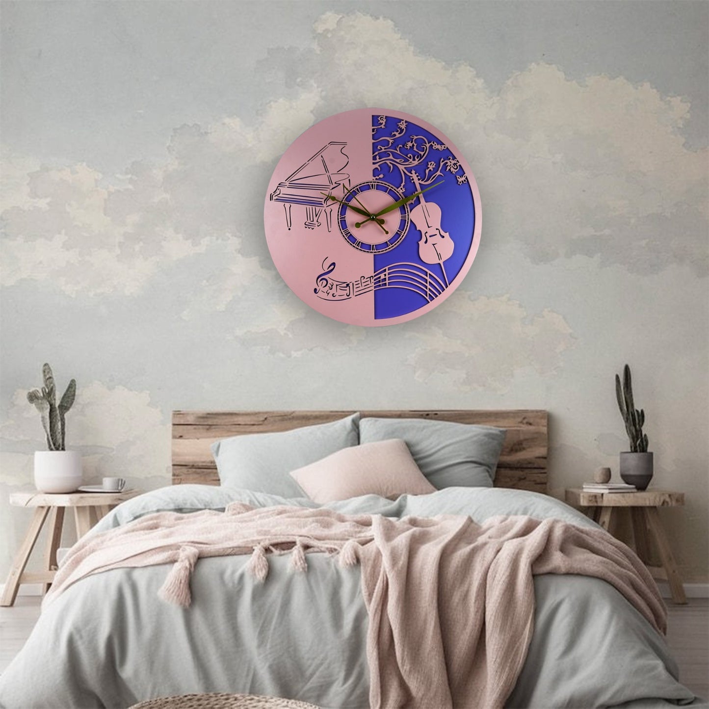 elegant musical wall clock – piano & violin design