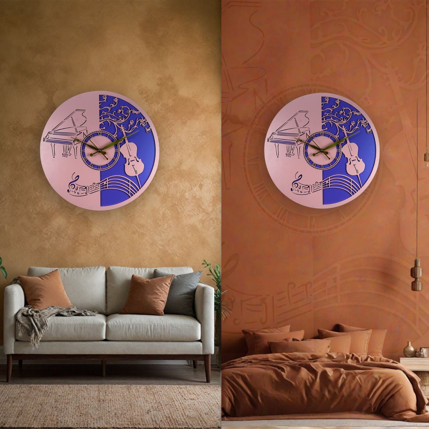 elegant musical wall clock – piano & violin design