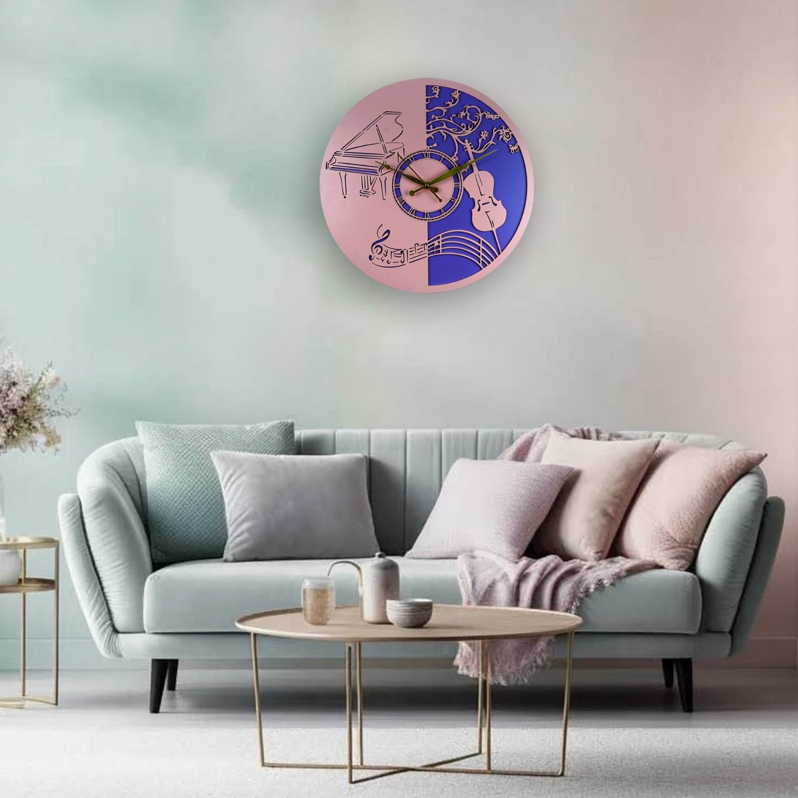 Elegant Musical Wall Clock – Piano & Violin Design
