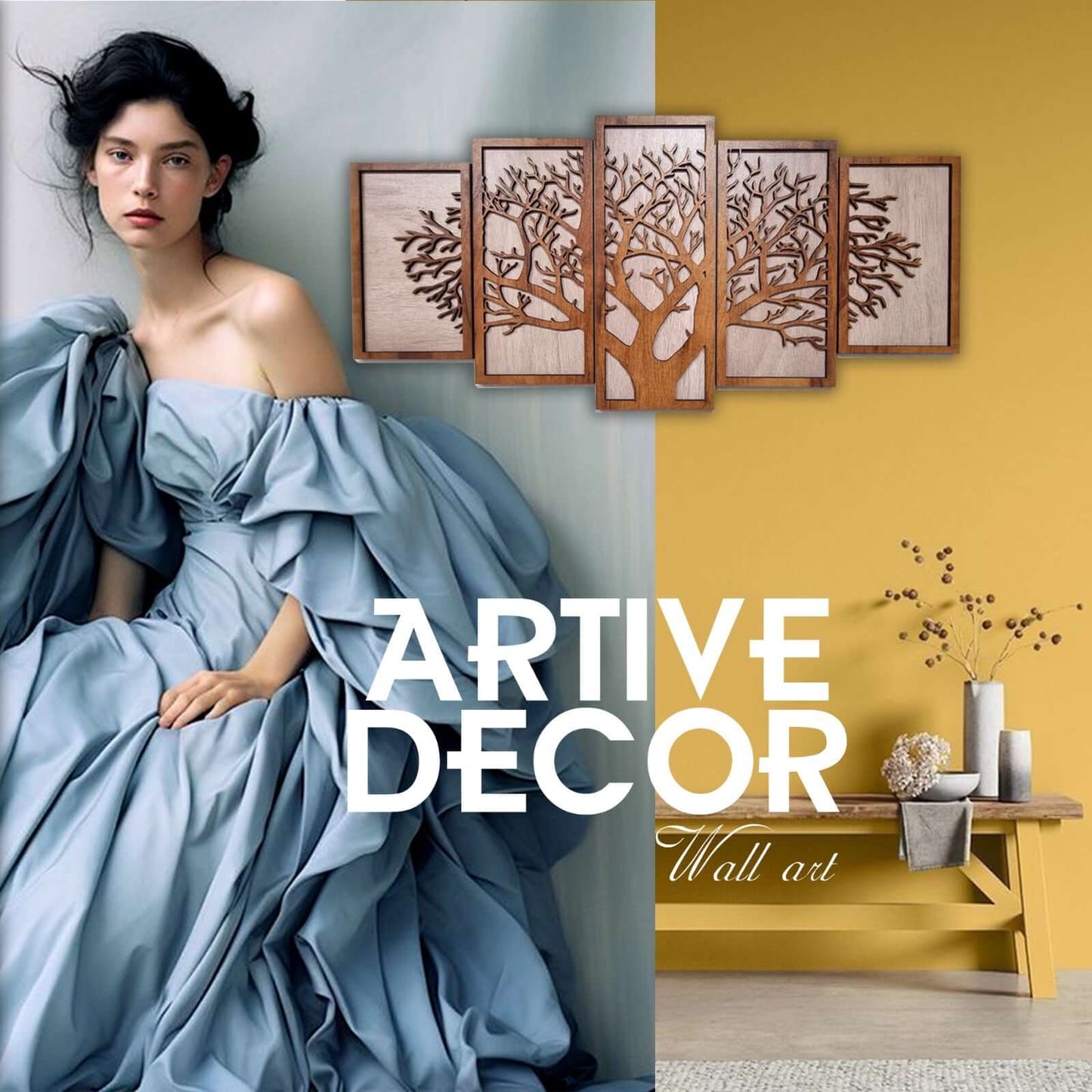 tree of life wooden wall art panel