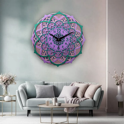 Mandala Wall Clock – Handmade Layered Wooden Art Clock