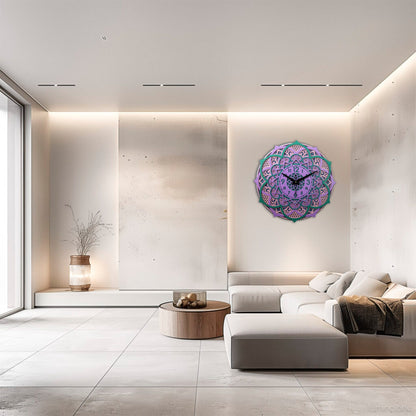 Mandala Wall Clock – Handmade Layered Wooden Art Clock