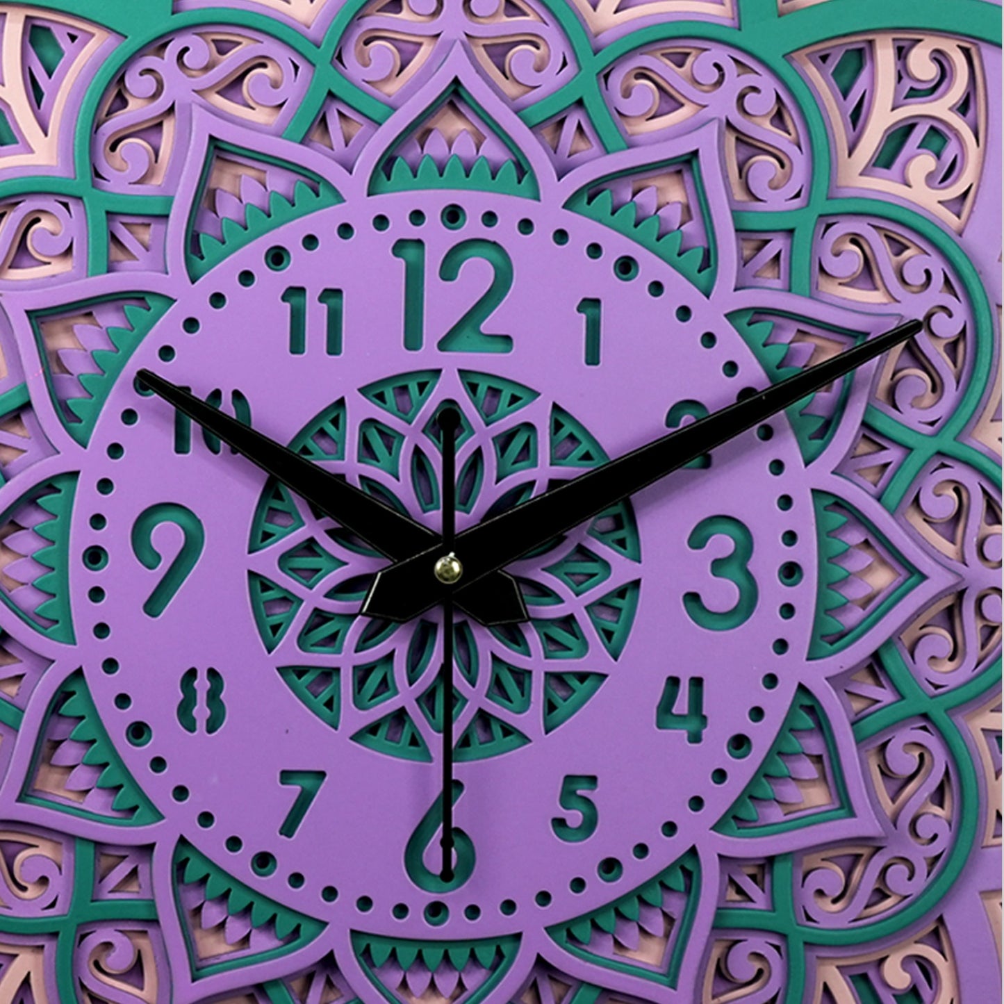 mandala wall clock – handmade layered wooden art clock