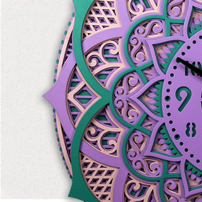 Mandala Wall Clock – Handmade Layered Wooden Art Clock
