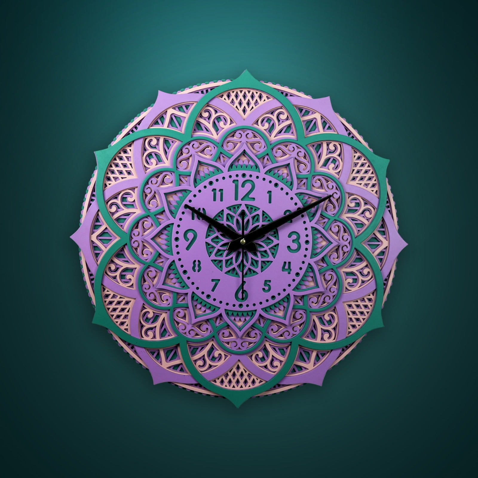 Mandala Wall Clock – Handmade Layered Wooden Art Clock