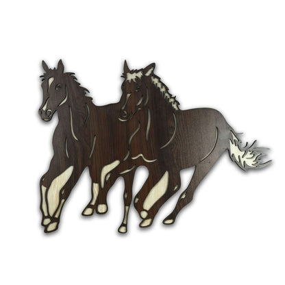Running Horses Wooden Wall Art