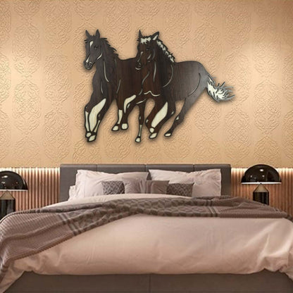 Running Horses Wooden Wall Art