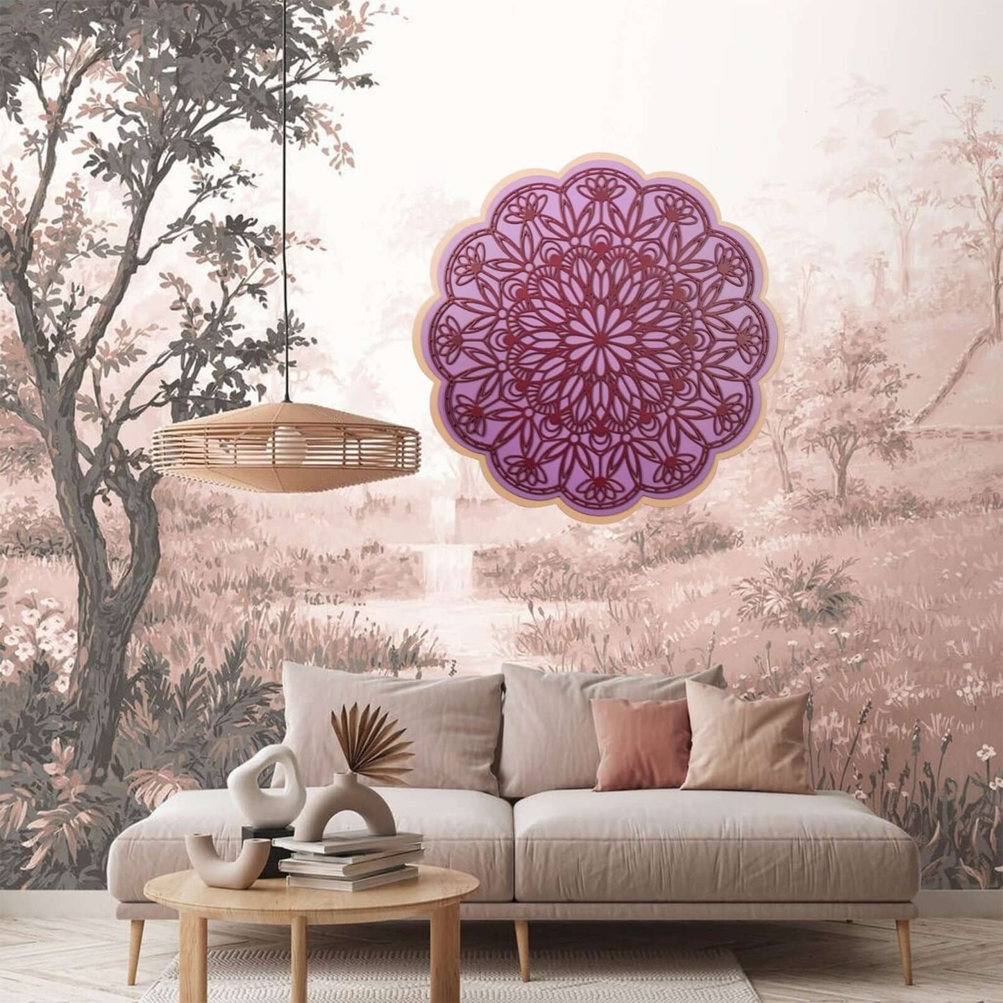 purple mandala wooden wall art