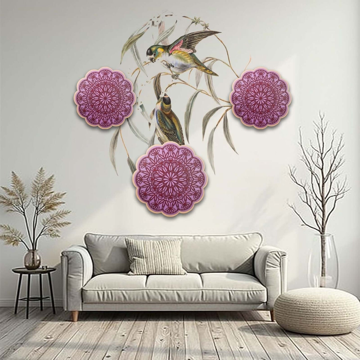 purple mandala wooden wall art