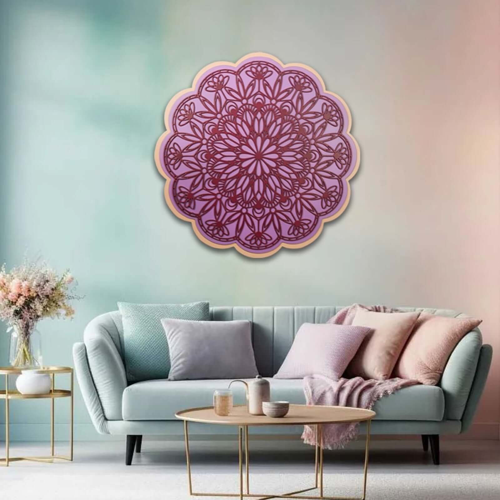 Purple Mandala Wooden Wall Art