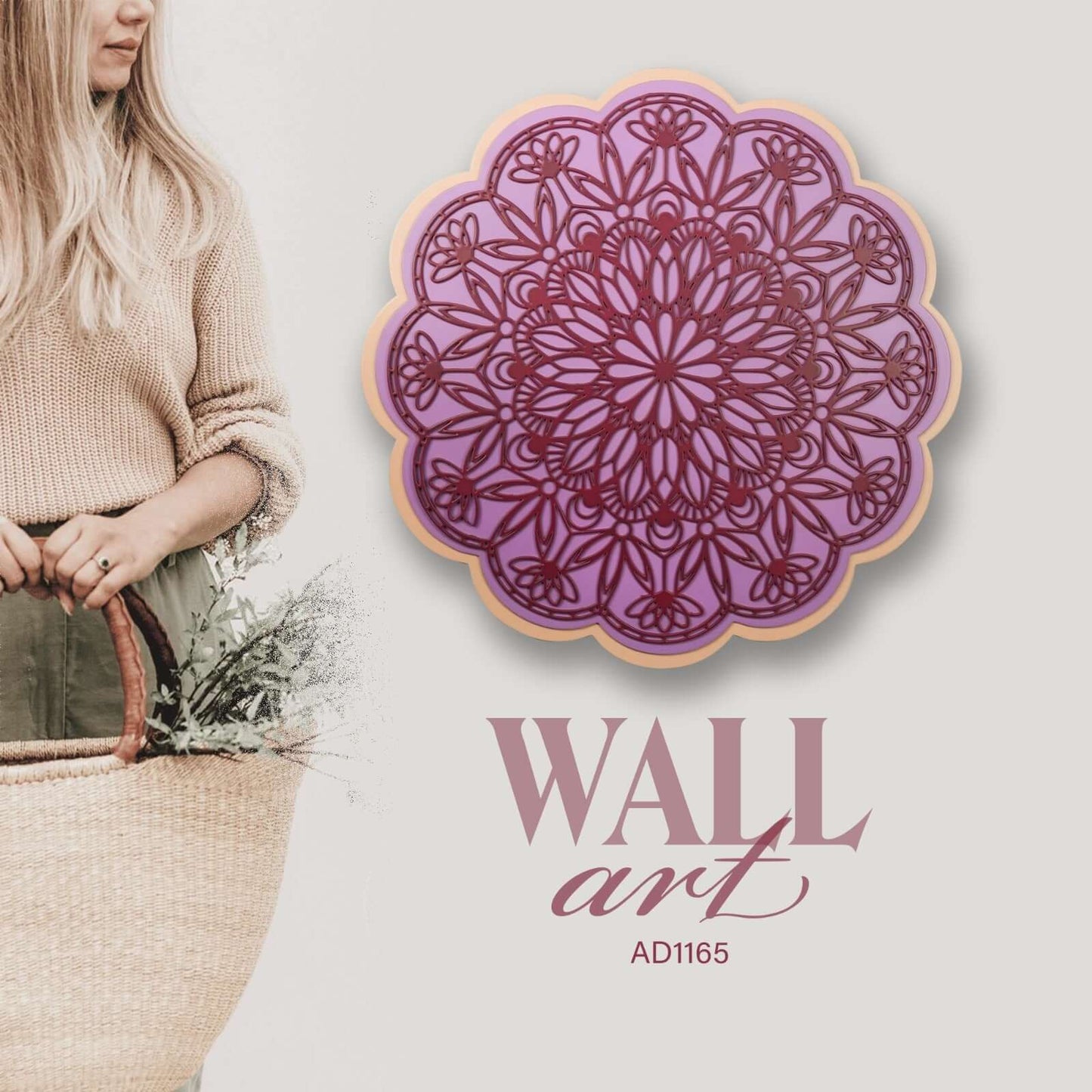 purple mandala wooden wall art