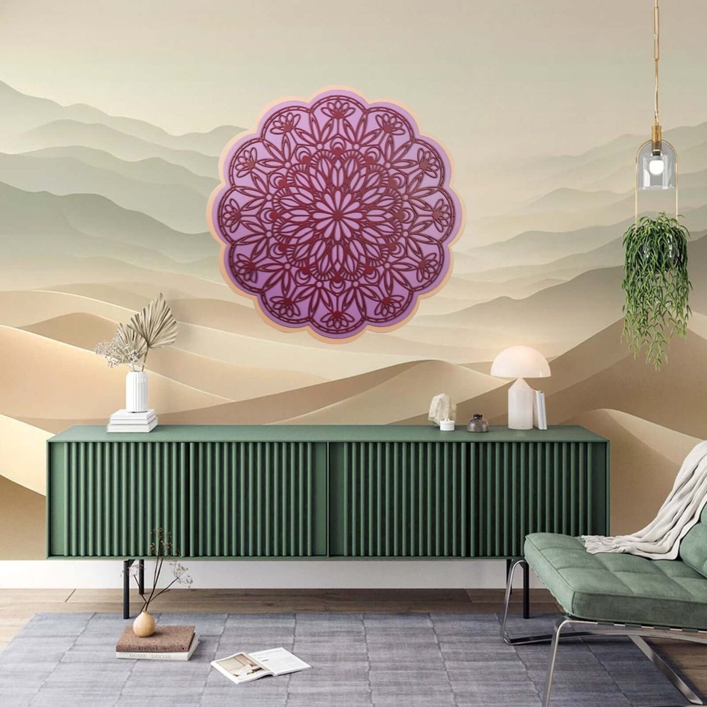 purple mandala wooden wall art