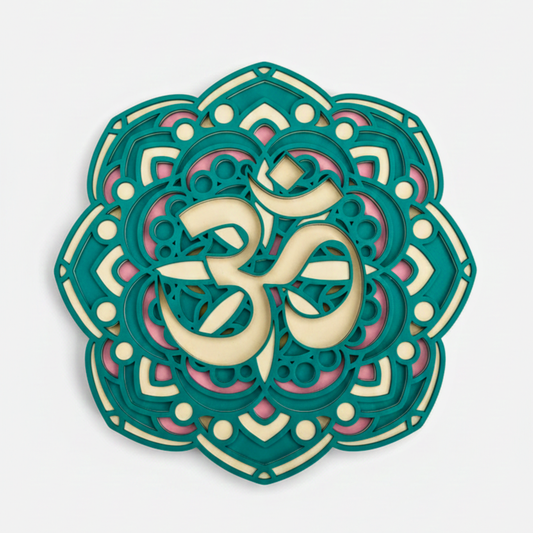 3D Layered Om Mandala Wall Art – 12" Hand-Finished MDF Wood Decor with Premium PU Polish