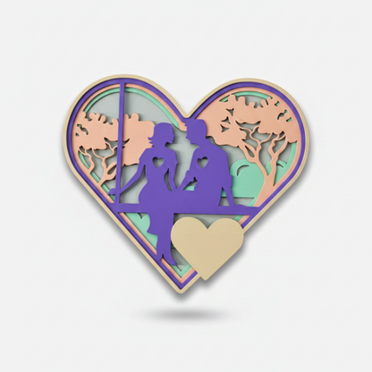 Handcrafted 3D Layered Wooden Heart Wall Art