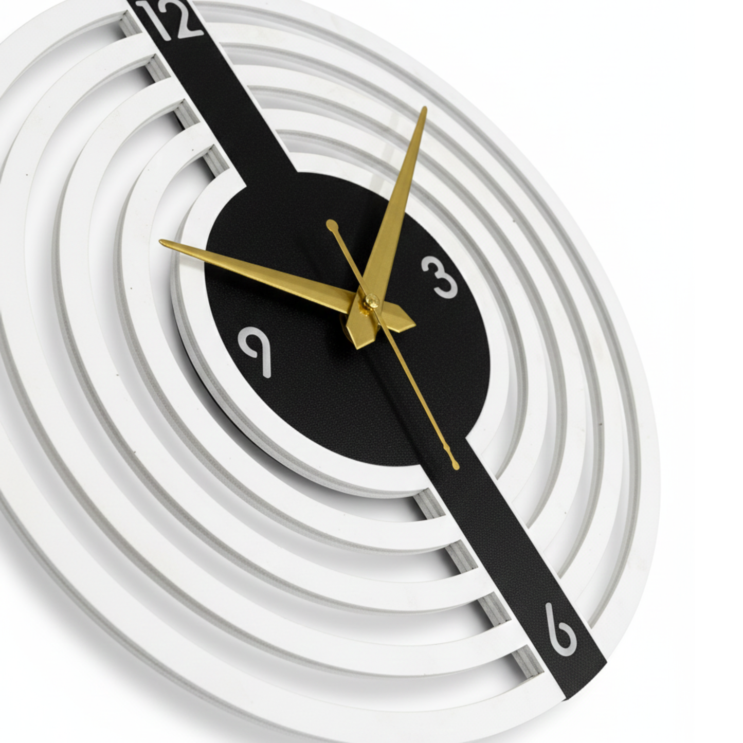 modern geometric 3d wall clock – 30cm round acrylic & mdf wood silent timepiece with natural backlight