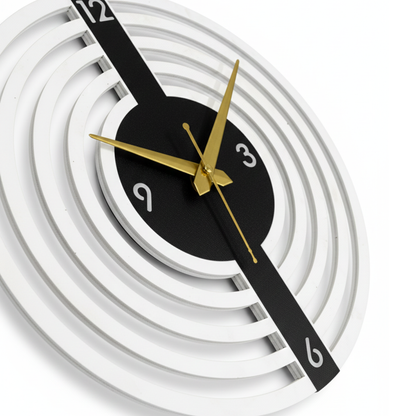 Modern Geometric 3D Wall Clock – 30cm Round Acrylic & MDF Wood Silent Timepiece with Natural Backlight