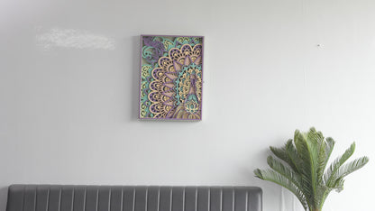 Majestic Peacock Mandala Shadow Box