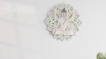 3D Layered Buddh Wooden Wall Art