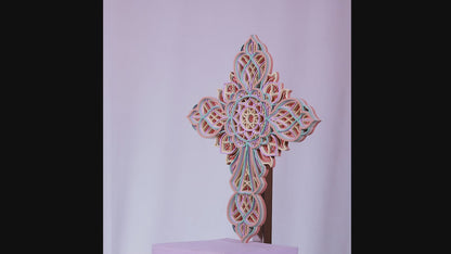 Jesus Cross Intricate 7-Layer Mandala Wooden Cross