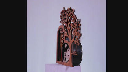 Romantic Couple Wall Art – Wooden Layered Tree & Swing Décor